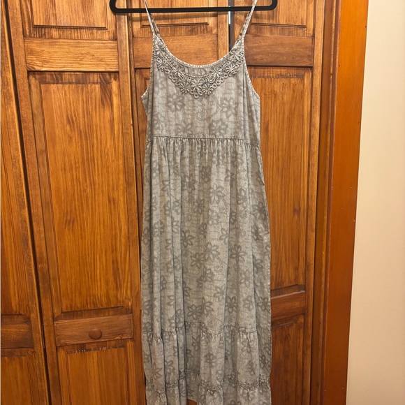 easel Dresses & Skirts - Easel Charcoal Embroidered  Top maxi dress